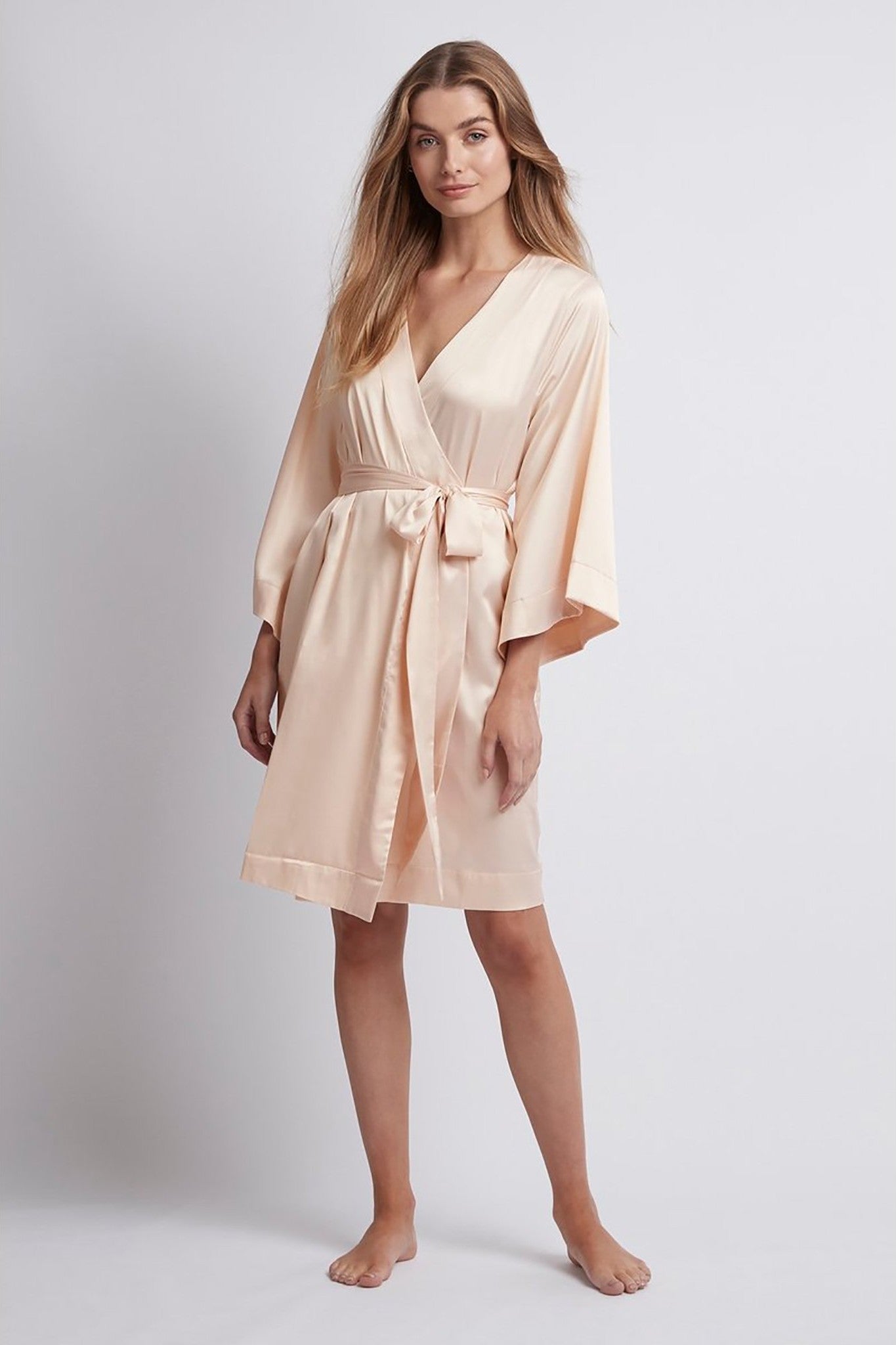 Jasmine Luxury Satin Personalised Robe Blush | Homebodii