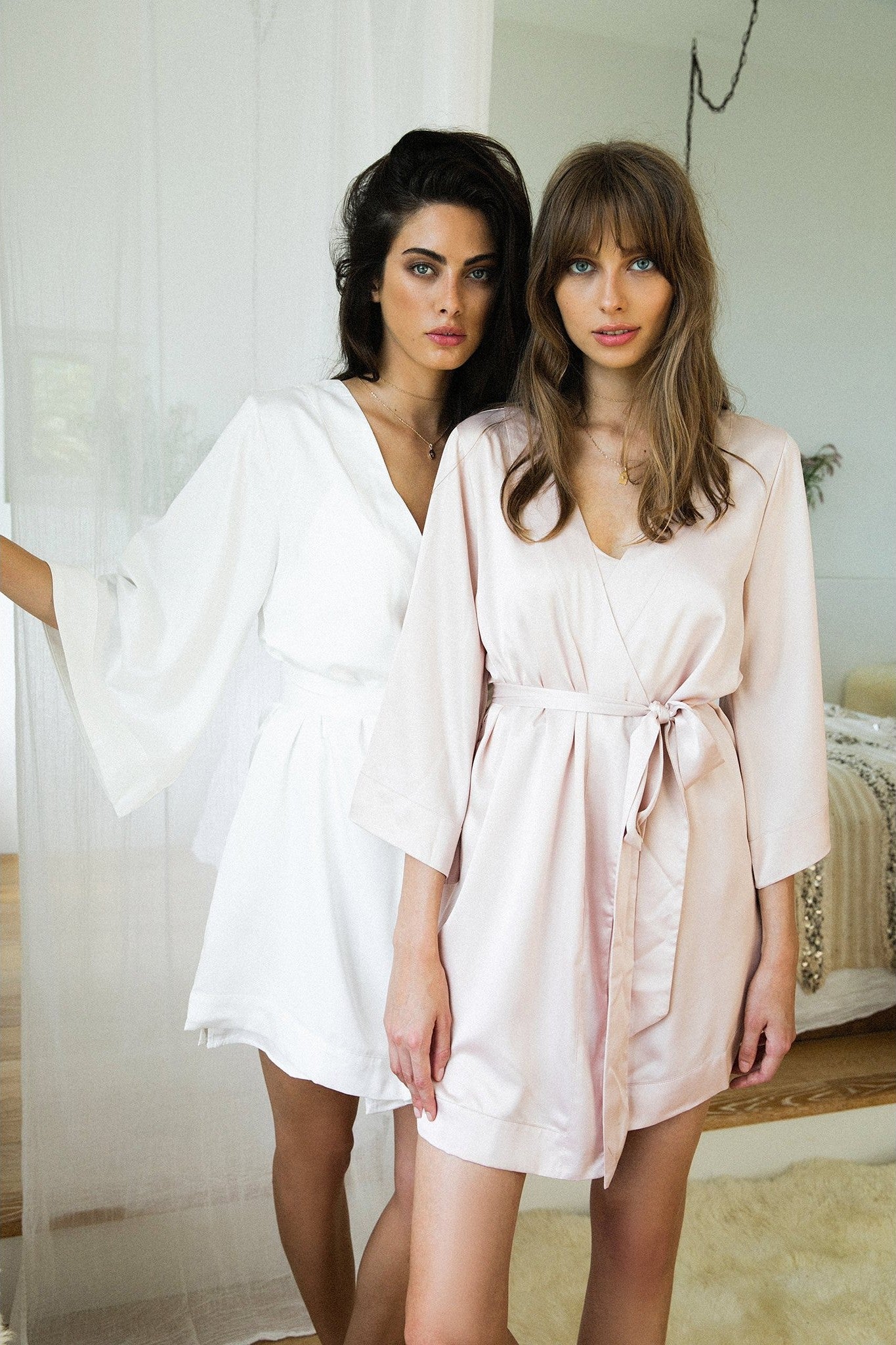 Jasmine Luxury Satin Personalised Robe Blush | Homebodii