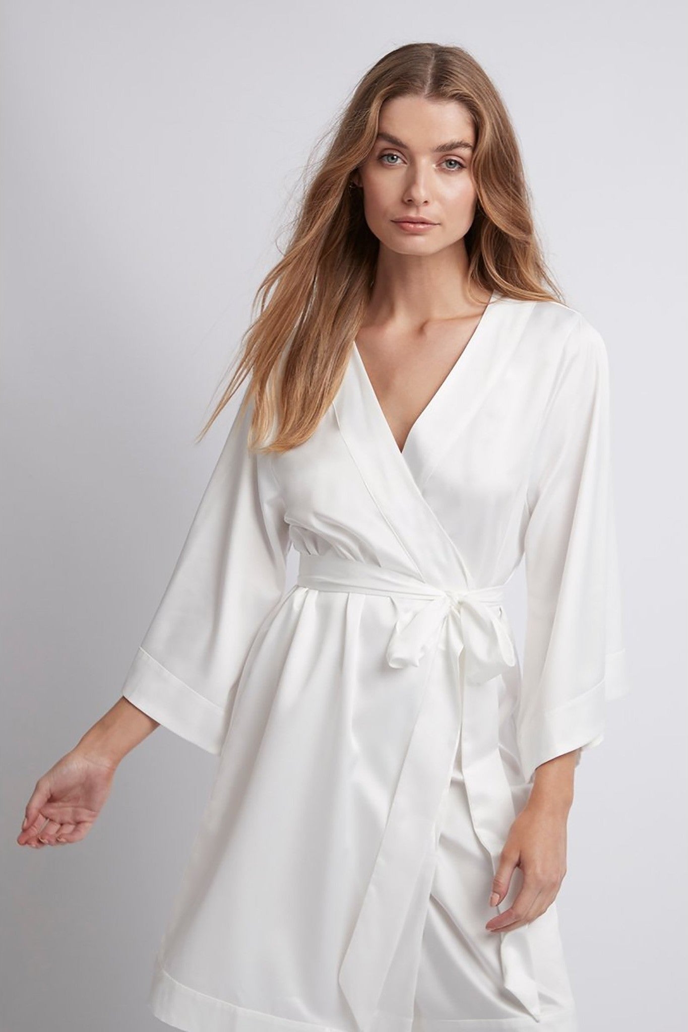 Jasmine Luxury Satin Personalised Robe White | Homebodii