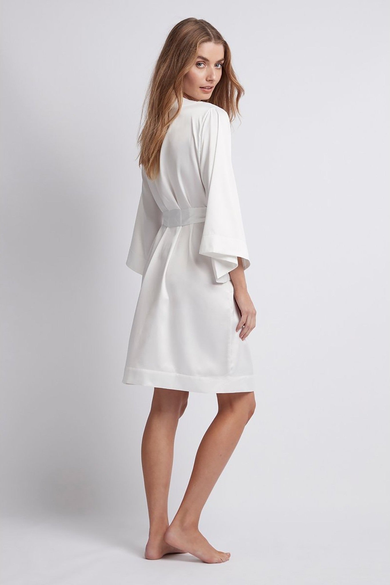 Jasmine Luxury Satin Personalised Robe White | Homebodii