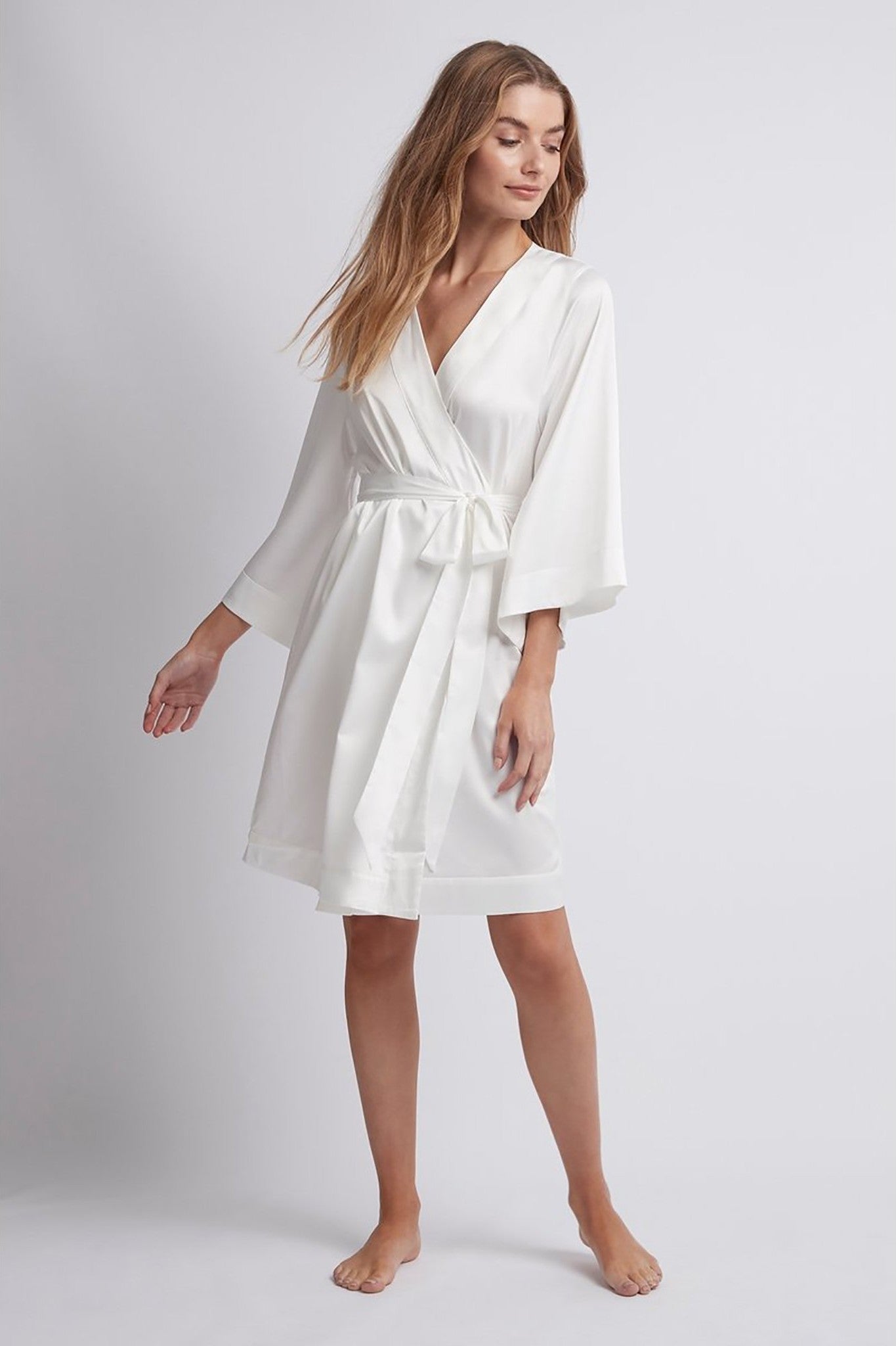Jasmine Luxury Satin Personalised Robe White | Homebodii