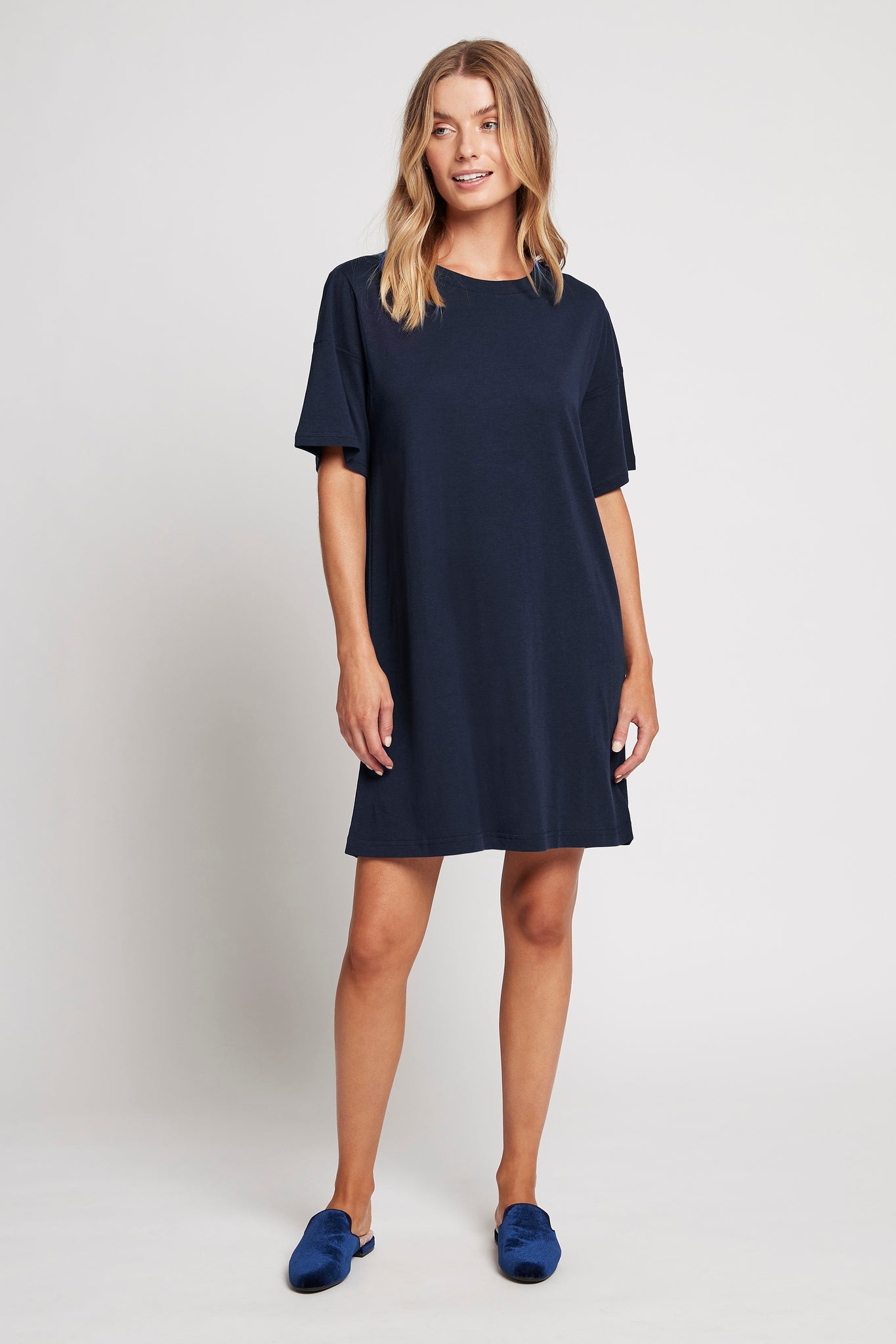 Homebodii Oversized Tencel™ Womens Sleep TShirt Navy | Homebodii