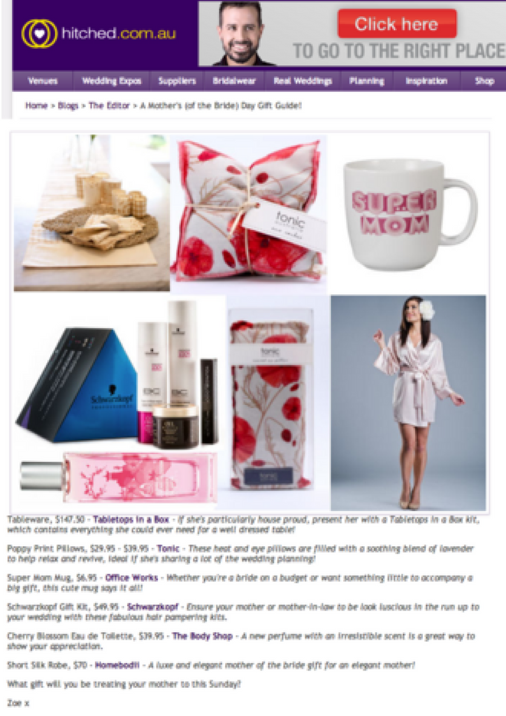 Hitched.com.au Mothers Day Gift Guide.
