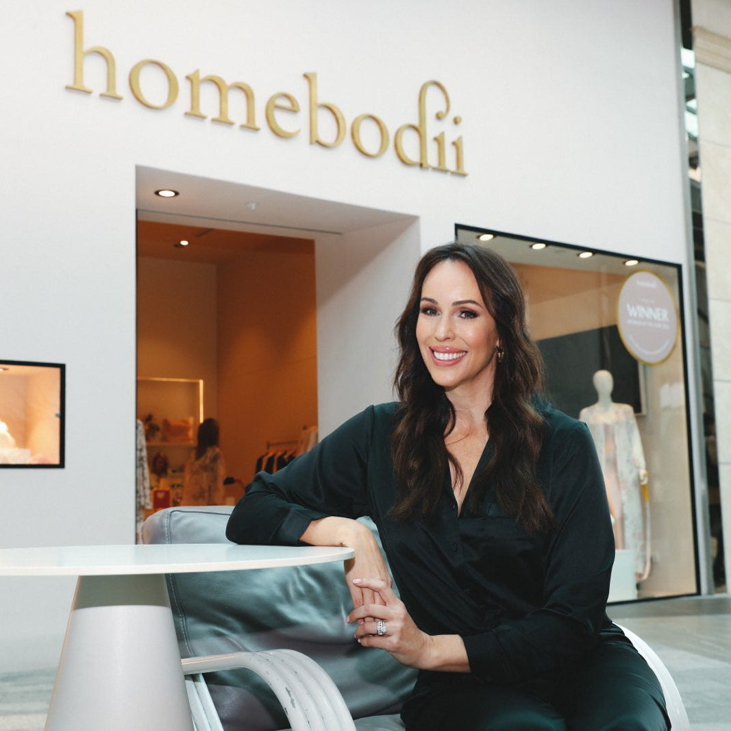Ingrid Bonnor, founder of Homebodii, outside the Pacific Fair boutique