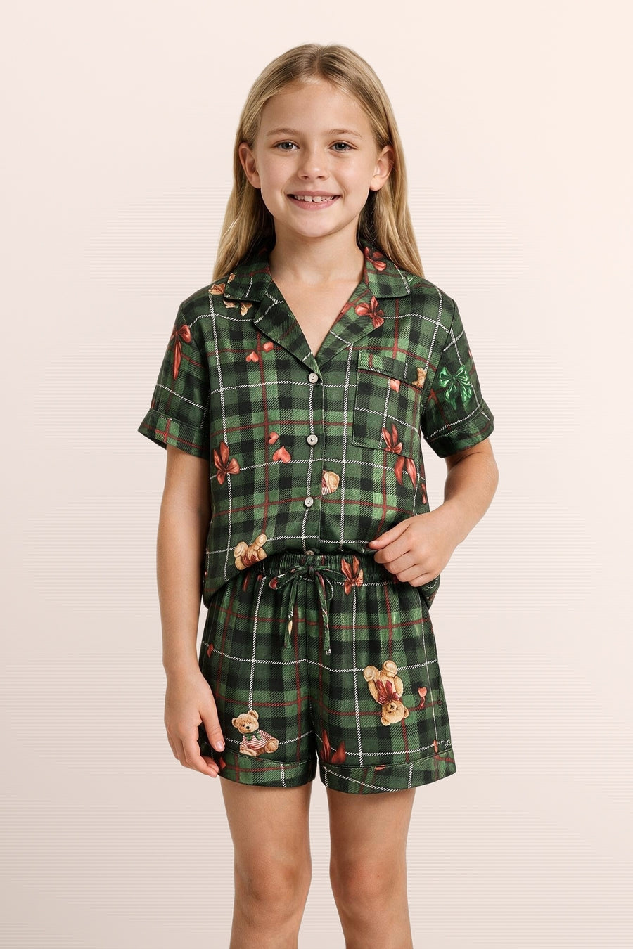 Coco Teddy Tencel Christmas Pyjamas Kids - Green | Limited Edition