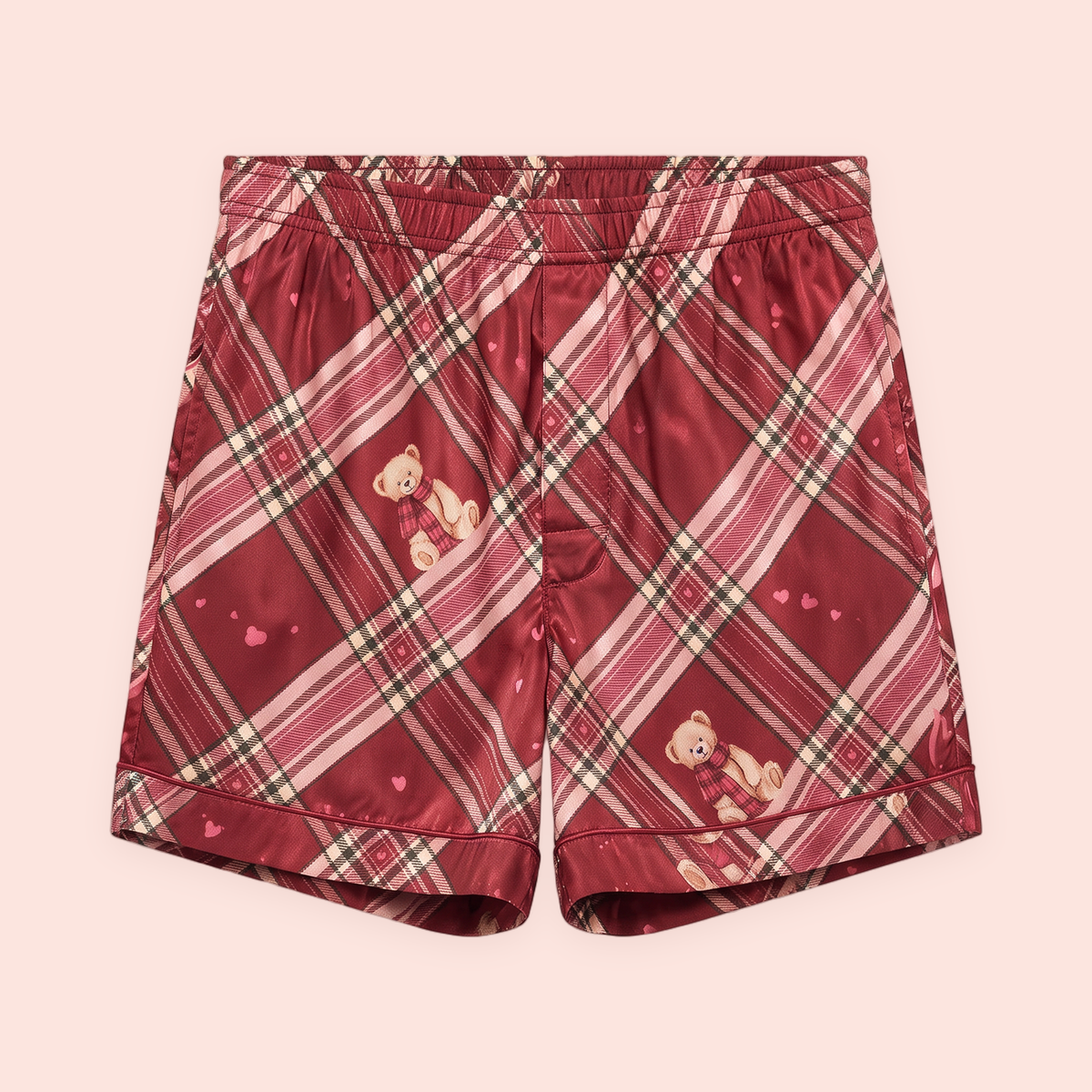 Pijama de Navidad de Coco Teddy Tencel Bóxer de Hombre - Burdeos