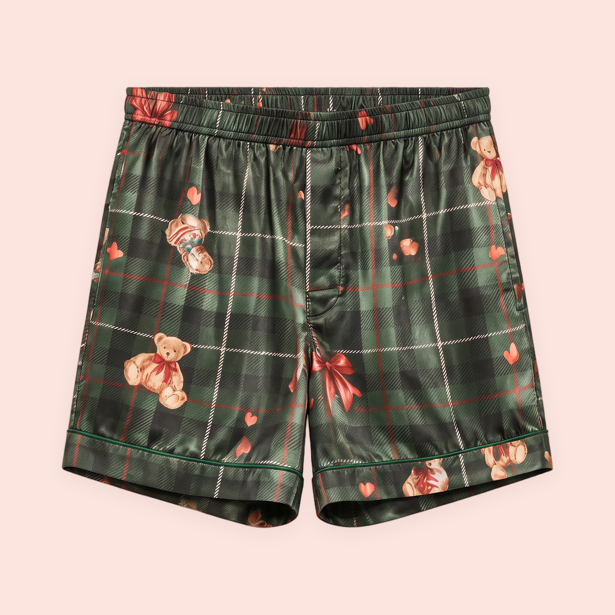 Pijama de Navidad Coco Teddy Tencel Bóxers para hombre - Verde