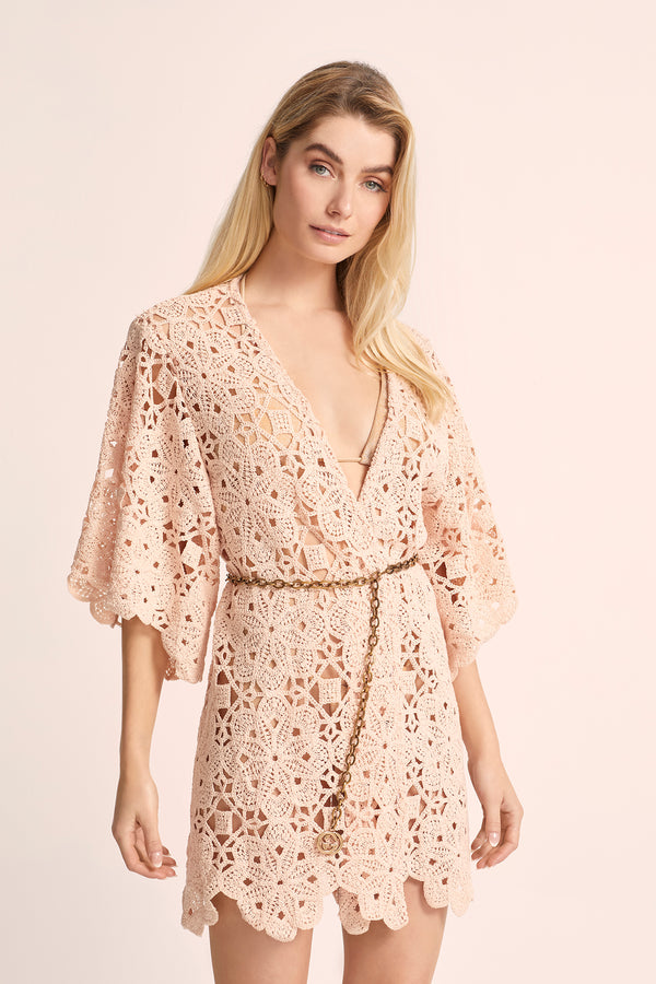 Colección de batas de lujo Couture: bata de encaje Capri - rosa