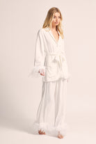 Emilie Tencel Detachable Feather personalised pyjamas in white