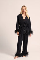 Emilie Tencel Detachable Feather personalised pyjamas in Black