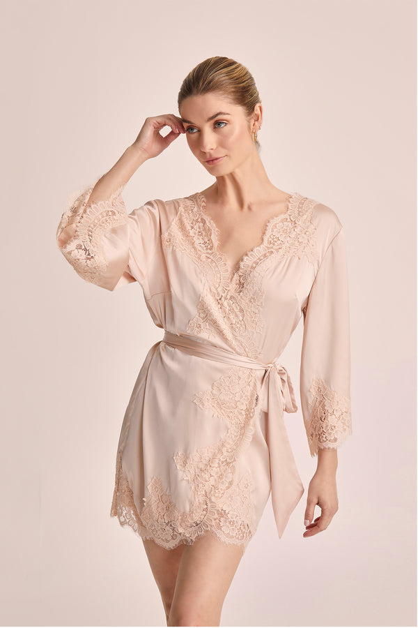 Minivestido de encaje Sian - Rosa empolvado