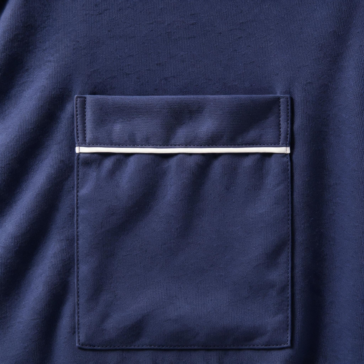 Pijama largo Petra Tencel™ - Azul marino con ribetes blancos