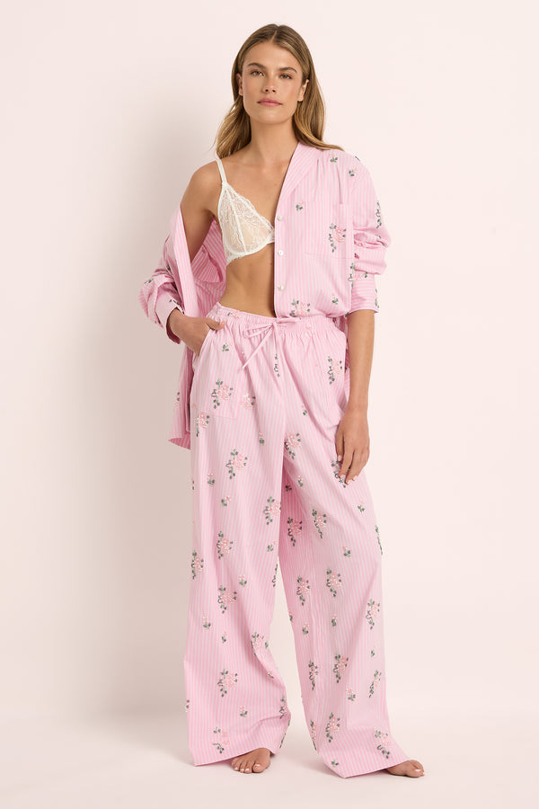 Vivienne Beaded Lounge Set – Pink Stripe Flora