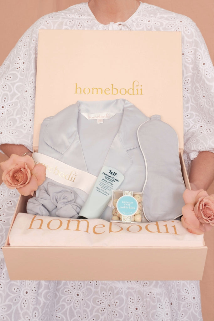 Happy Birthday Pyjama Gift Hamper By Homebodii  Eggshell Blue | Homebodii