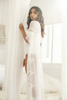 Helena Long Lace Bridal Robe | Homebodii