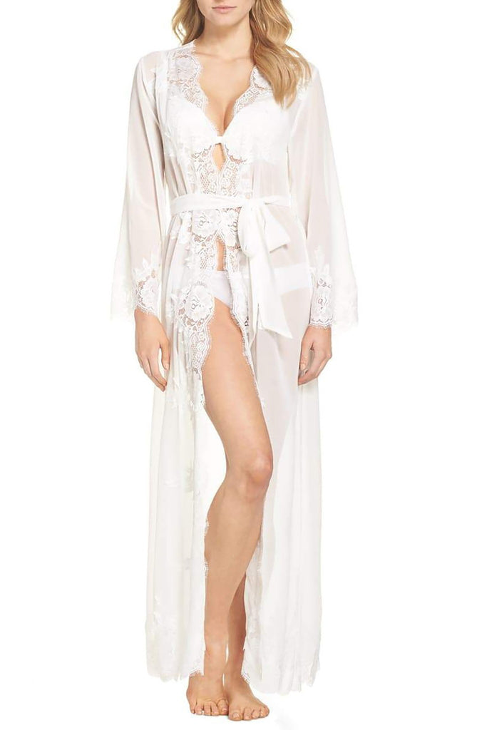 Helena Long Lace Bridal Robe | Homebodii