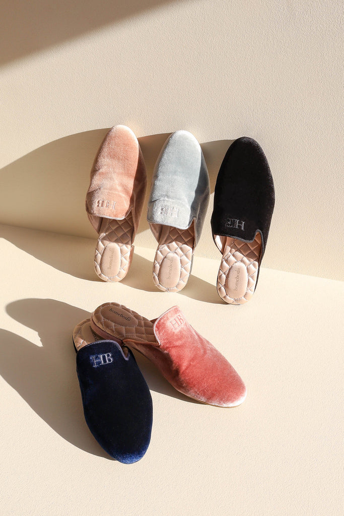 Florence Luxury Velvet Slipper  Blush | Homebodii