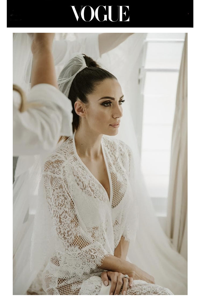 Leah Long Lace Bridal Robe | Homebodii