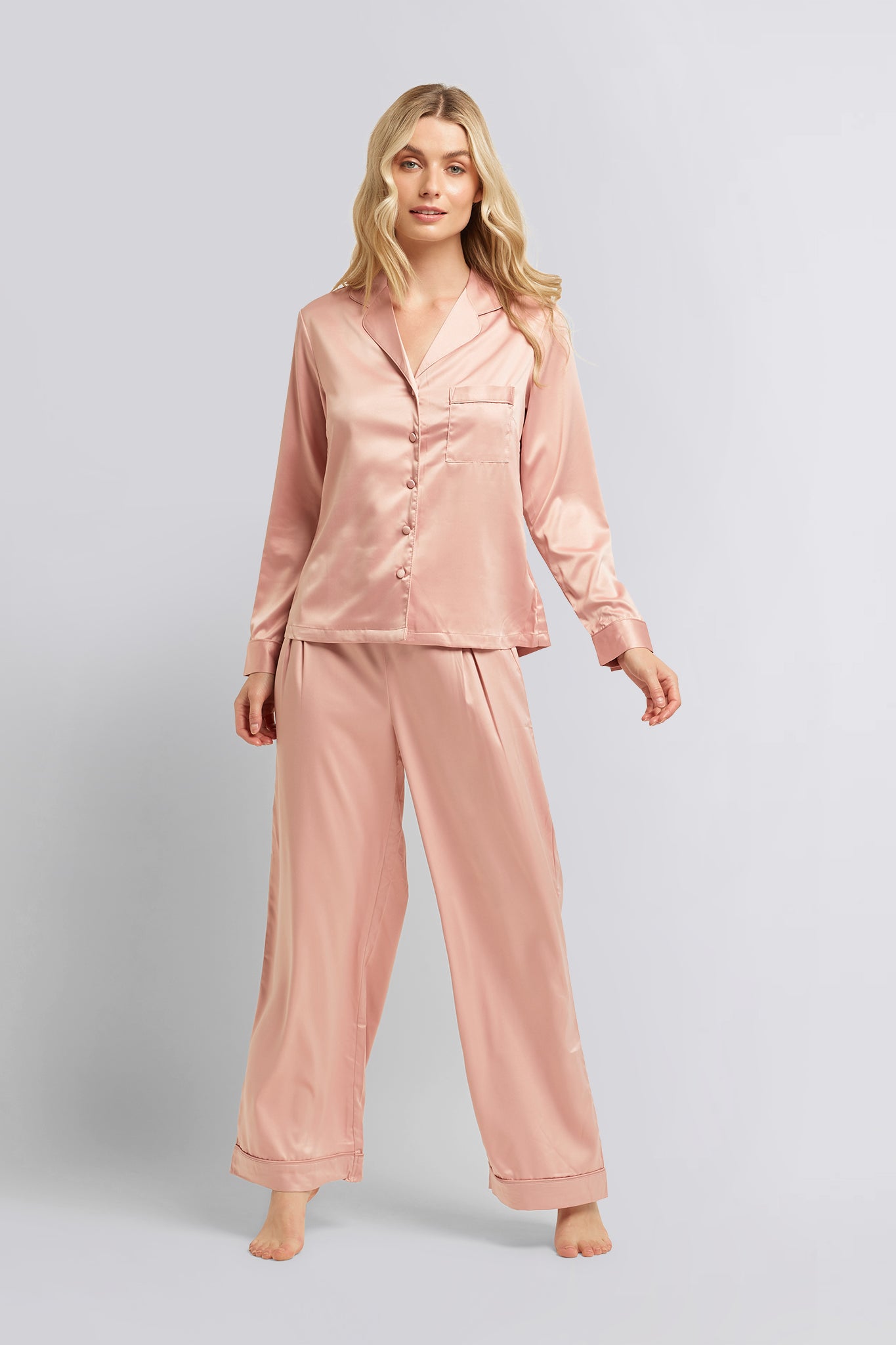 Toni Womens Personalised Satin Pyjama Lounge Set  Rust | Homebodii