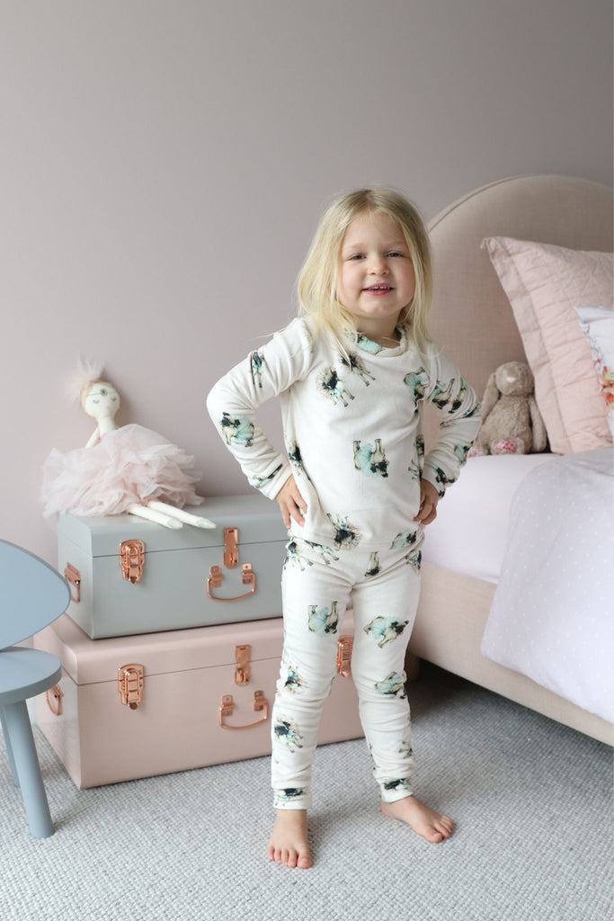 Ruby Pug Knit Fleece Kids Pyjama Set | Homebodii
