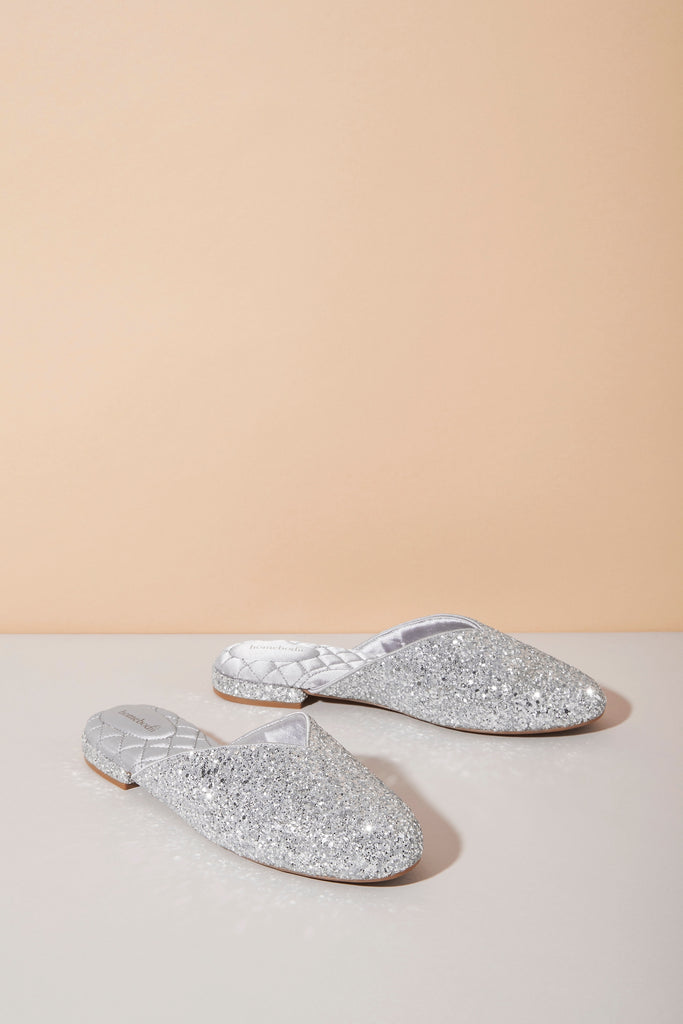 Lady Daphne Luxury Glitter Slipper  Silver | Homebodii