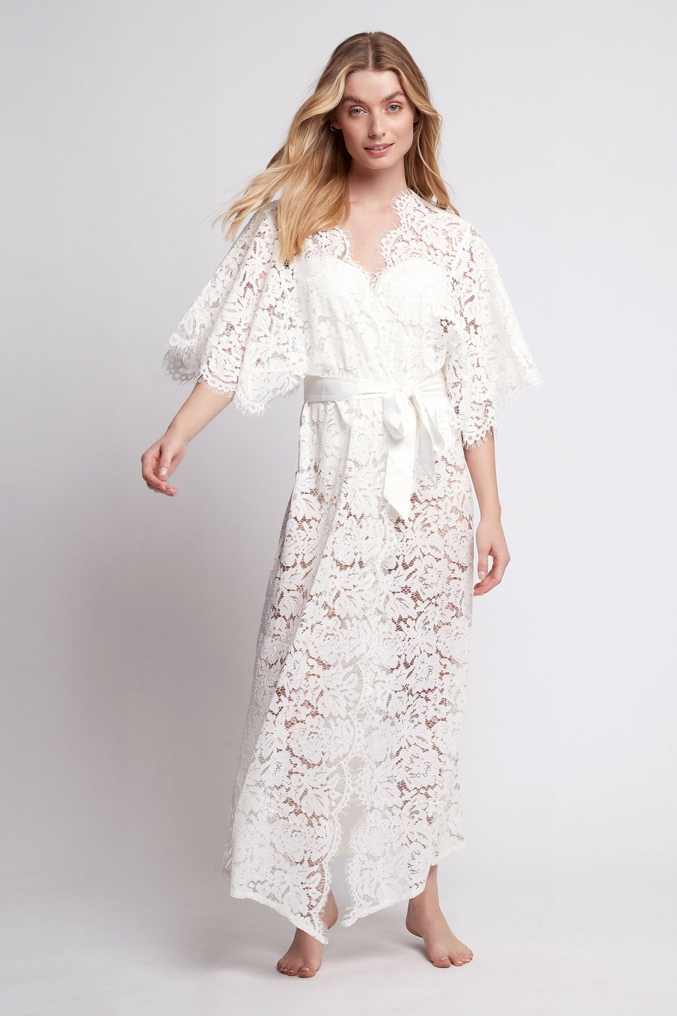 Saskia Lace Robe | Floor-Length Bridal Robe | homebodii® – Homebodii AU