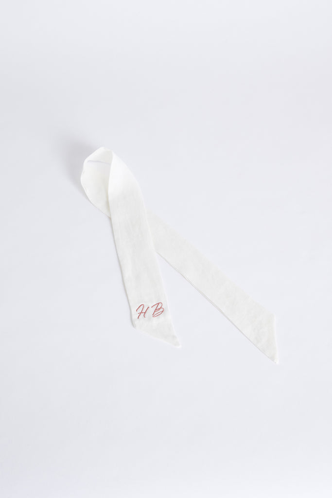 Personalised Linen Hair Ribbon  White | Homebodii