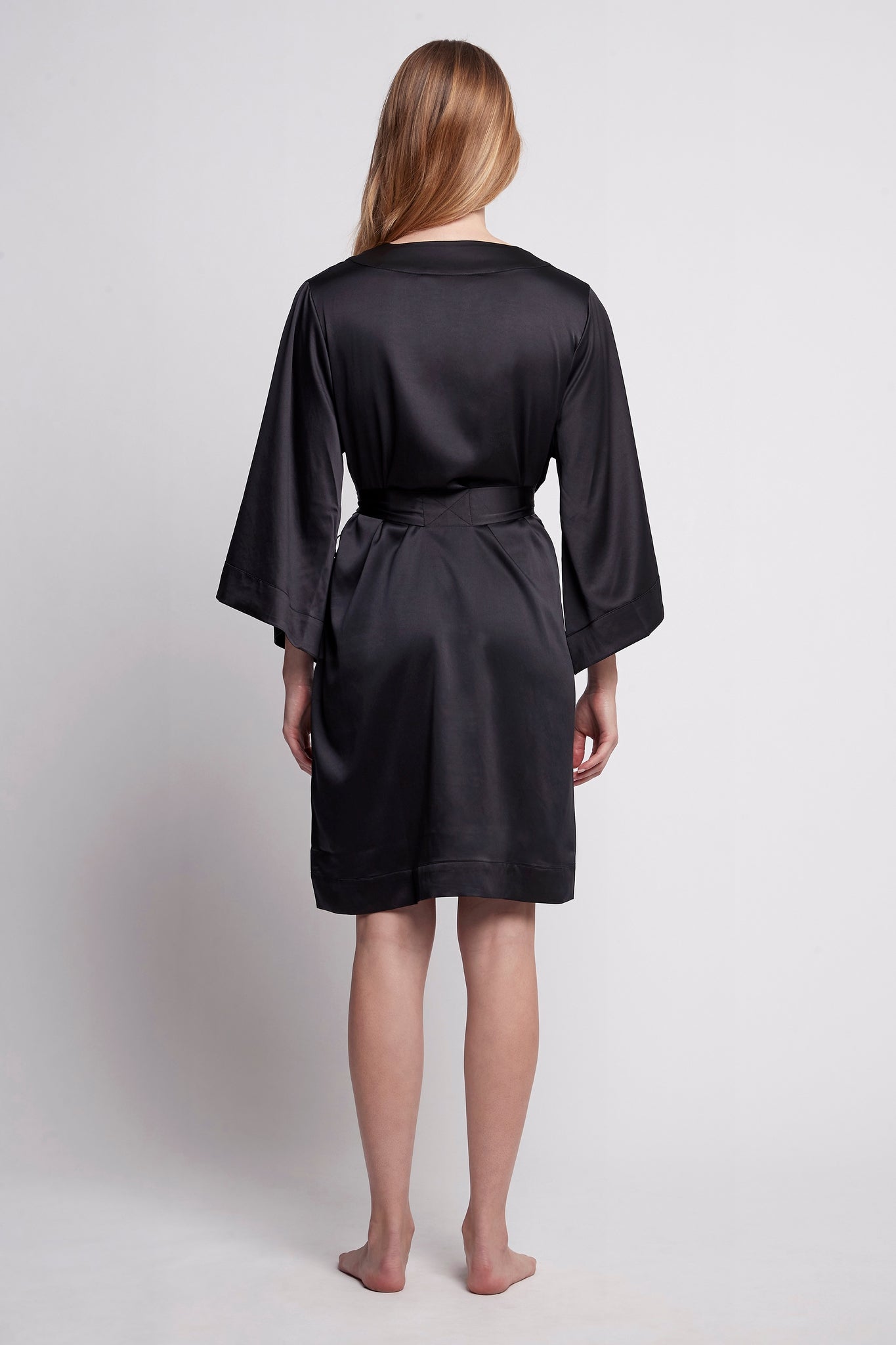 Jasmine Luxury Satin Personalised Robe  Black | Homebodii