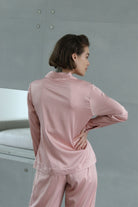 Toni Womens Personalised Satin Pyjama Lounge Set  Rust | Homebodii