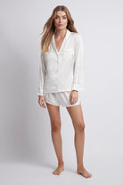 Toni Long Sleeve Satin Personalised Womens Pyjamas  White | Homebodii