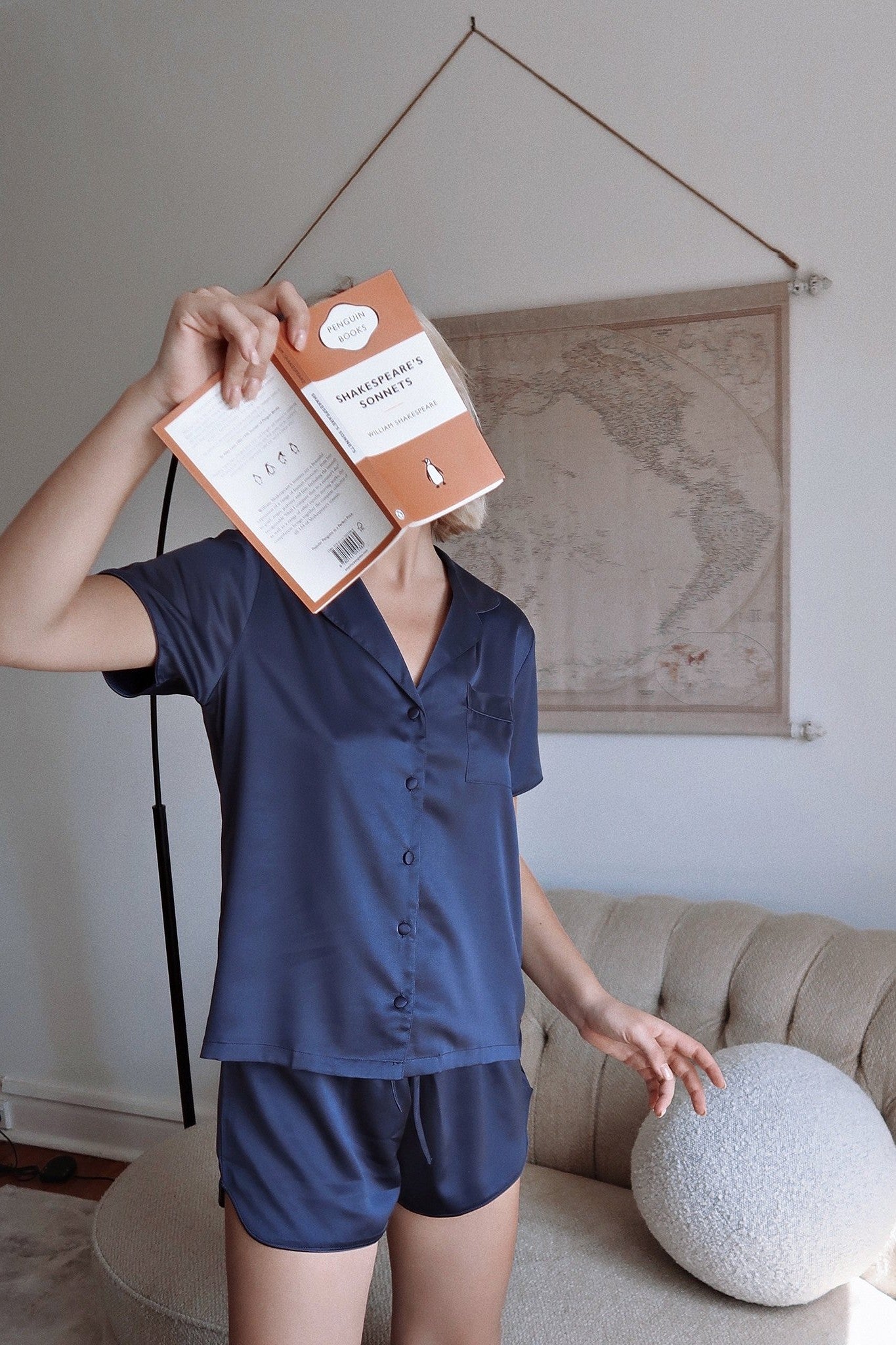 Toni Short Sleeve Personalised Satin Womens Pyjamas  Navy | Homebodii