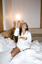 Toni Long Sleeve Satin Personalised Womens Pyjamas  White | Homebodii