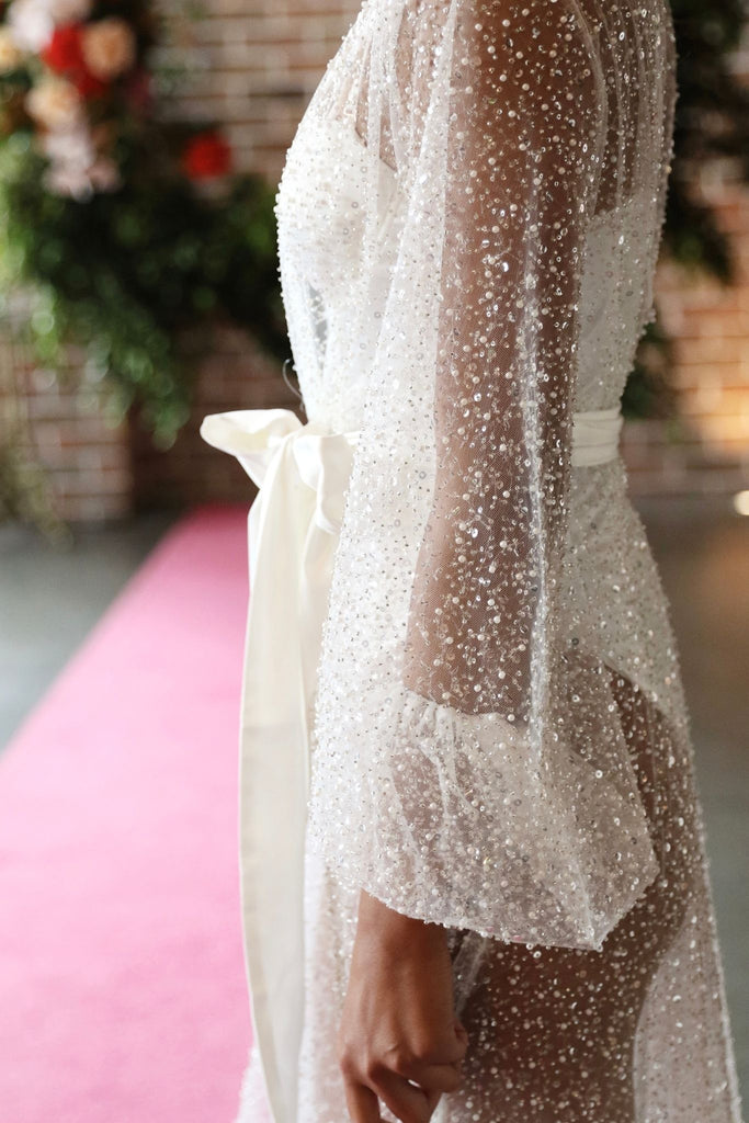 Athena Luxury Beaded Bridal Robe | Homebodii